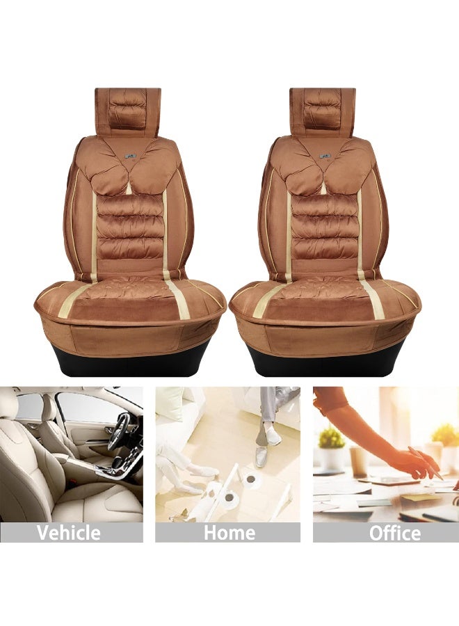 3 اكس ار طقم أغطية وسائد مقاعد سيارة عالمي للمقاعد الأمامية (قطعتان) غطاء مقعد مريح مبطن سميك مع دعم لمسند الرأس، وجيوب تخزين، ومشبك حزام مطاطي. مناسب لجميع أنواع السيارات: هاتشباك، سيدان، سيارات الدفع الرباعي، كروس أوفر، سيارات ستيشن واغن، للاستخدام المنزلي والمكتبي - 4767 - Image 3