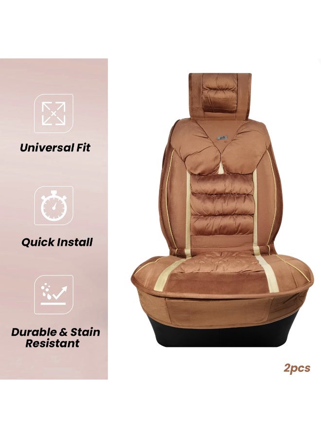 3 اكس ار طقم أغطية وسائد مقاعد سيارة عالمي للمقاعد الأمامية (قطعتان) غطاء مقعد مريح مبطن سميك مع دعم لمسند الرأس، وجيوب تخزين، ومشبك حزام مطاطي. مناسب لجميع أنواع السيارات: هاتشباك، سيدان، سيارات الدفع الرباعي، كروس أوفر، سيارات ستيشن واغن، للاستخدام المنزلي والمكتبي - 4767 - Image 2