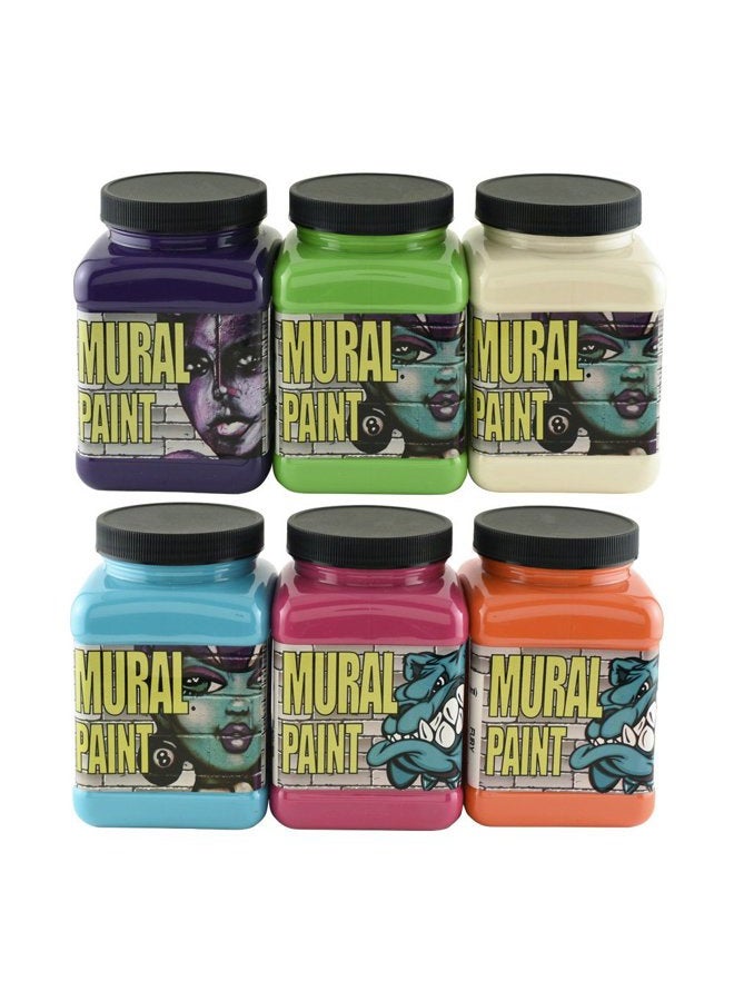 Chroma Mural Paint, Assorted Bright Colors, Pints, Set of 6 - Image 1