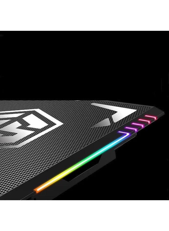 قاعدة تبريد K7 RGB لأجهزة الكمبيوتر المحمولة المخصصة للألعاب | 6 مراوح | حامل قابل للتعديل | تناسب أجهزة الكمبيوتر المحمولة من 12 إلى 21 بوصة | منفذ USB فائق الهدوء - Image 5