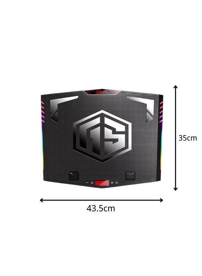 قاعدة تبريد K7 RGB لأجهزة الكمبيوتر المحمولة المخصصة للألعاب | 6 مراوح | حامل قابل للتعديل | تناسب أجهزة الكمبيوتر المحمولة من 12 إلى 21 بوصة | منفذ USB فائق الهدوء - Image 3