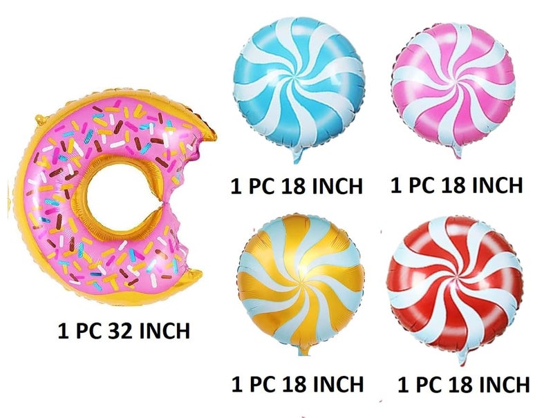 FI - FLICK IN 20Pcs Happy Birthday Candyland Theme Party Decoration Set Candy Foil Balloons Donut Shape Balloon Cutouts Props Banner(Cardstock) Ice Cream Birthday Decoration (Pack of 20) - Image 4