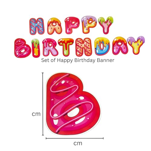 FI - FLICK IN 20Pcs Happy Birthday Candyland Theme Party Decoration Set Candy Foil Balloons Donut Shape Balloon Cutouts Props Banner(Cardstock) Ice Cream Birthday Decoration (Pack of 20) - Image 5