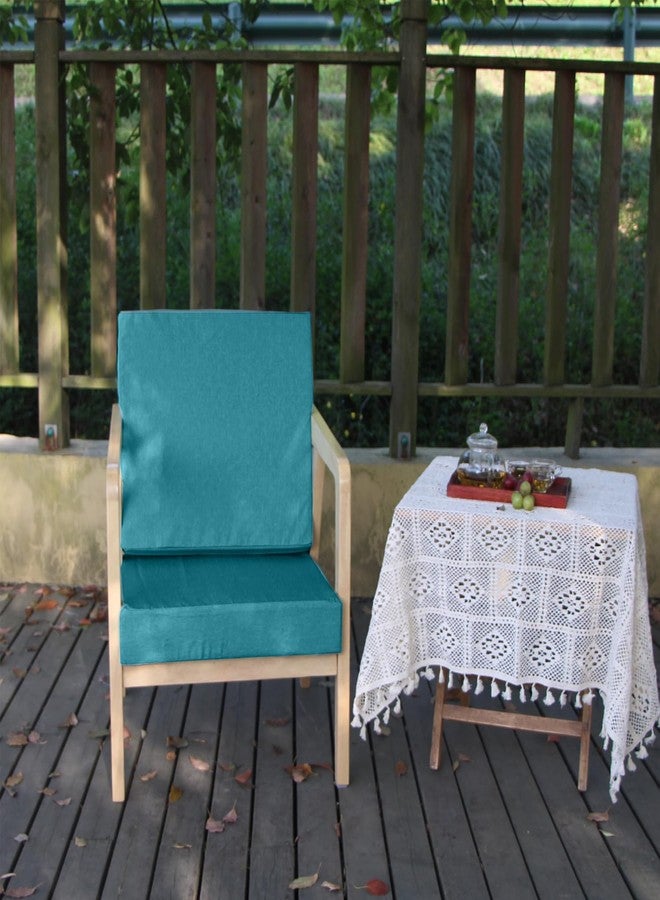 youngseahome أغطية وسائد مقاعد الفناء من يونغ سي هوم، أغطية قابلة للغسل، أغطية وسائد مقاعد خارجية مقاومة للماء للأرائك والحدائق، لون أزرق مخضر، 24 بوصة × 24 بوصة × 4 بوصة (4 أغطية فقط) - Image 4