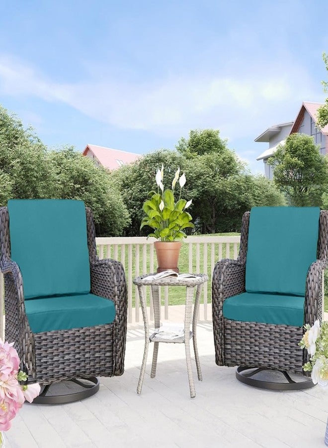 youngseahome أغطية وسائد مقاعد الفناء من يونغ سي هوم، أغطية قابلة للغسل، أغطية وسائد مقاعد خارجية مقاومة للماء للأرائك والحدائق، لون أزرق مخضر، 24 بوصة × 24 بوصة × 4 بوصة (4 أغطية فقط) - Image 2