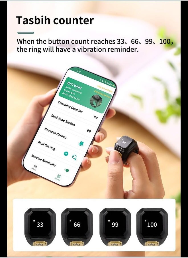 Generic - Smart Rings for Men,Finger Counter Rechargeable LED Finger Tally CounterTasbih Tally Clicker with DisplayDigital Electronic Counters Handheld Number Click Counter,Support Multiple Languages - Image 1