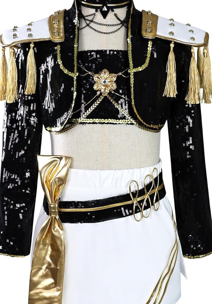 زي تنكري للاطفال رومي زوي ميرا ديمون هانترز، سلسلة سوداء وذهبية، مستوحى من كيه بوب - Image 1