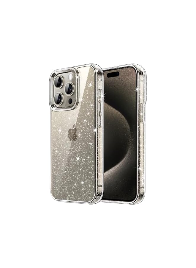 جي تيك حافظة JETech اللامعة لهاتف iPhone 15 Pro مقاس 6.1 بوصة، غطاء ممتص للصدمات مضاد للصدمات، لطيف لامع للنساء والفتيات (شفاف) - Image 1