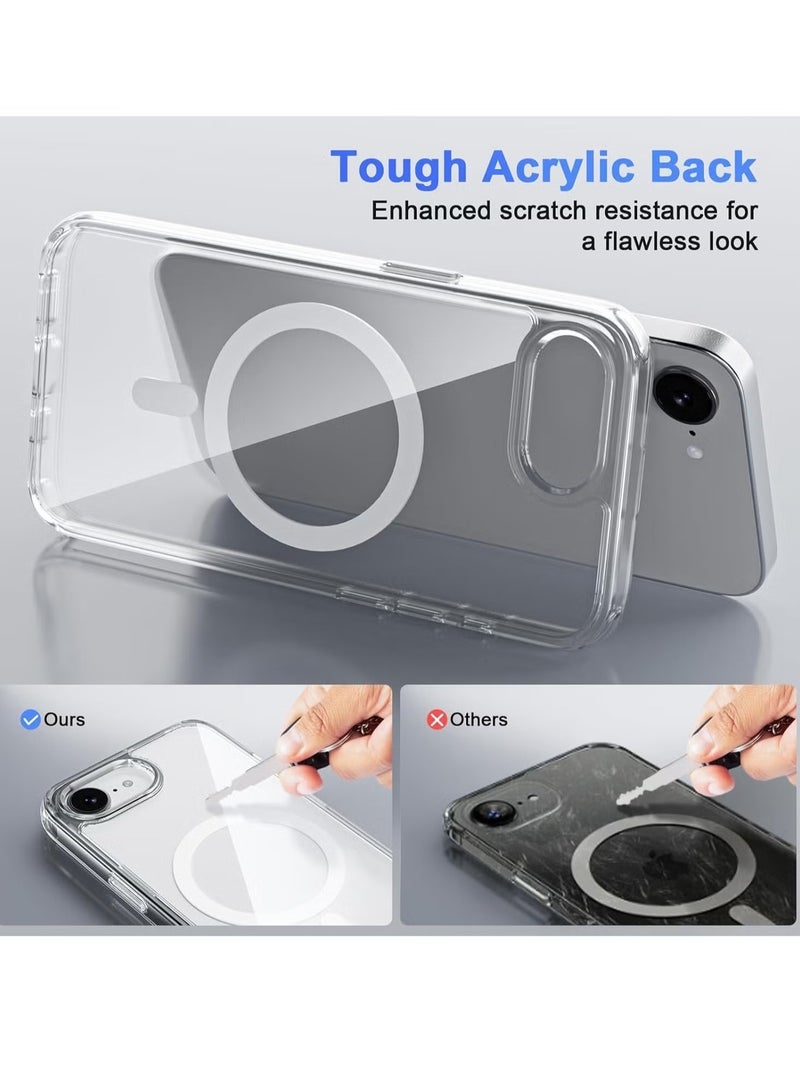 ELTRAZONE iPhone 16E Clear Magnetic Case MagSafe Compatible Hybrid Protective Hard Back Shockproof Silicone Frame Slim Transparent Cover for Apple iPhone 16E - Image 4