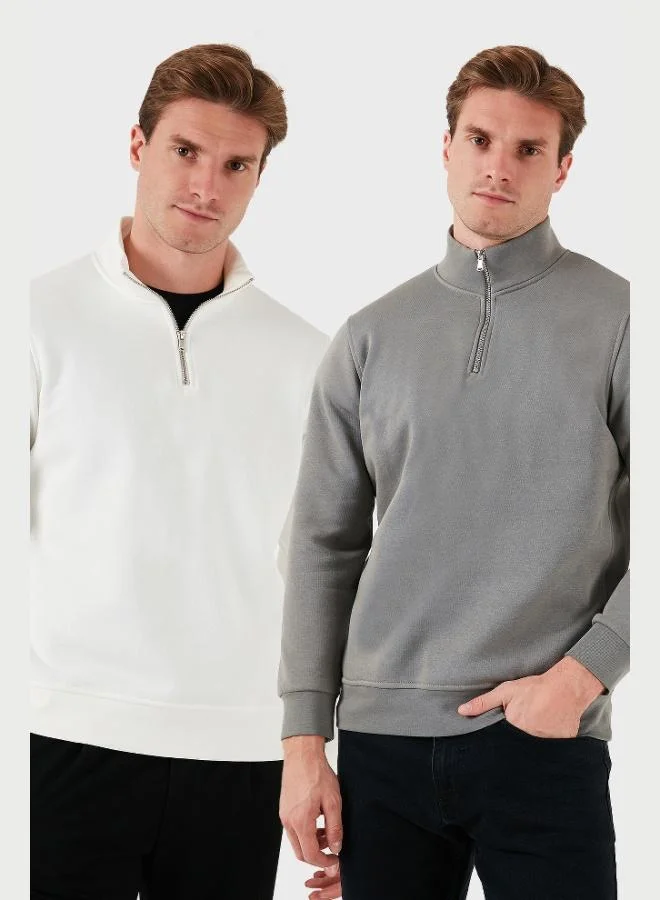 Buratti Cotton Regular Fit Stand-Up Collar 2-Pack Men's Sweatshirt 59052592S2
