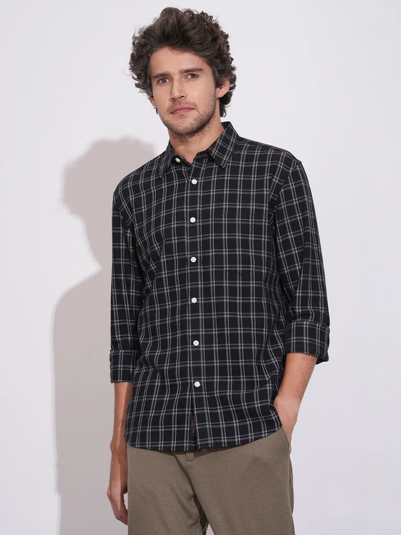Being Human Men Slim Fit Gingham Checks Checked Casual Shirt