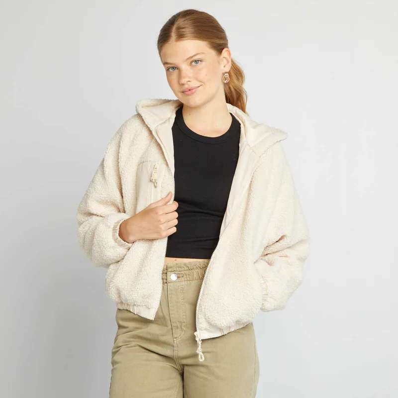Kiabi Sherpa Hooded Jacket Beige