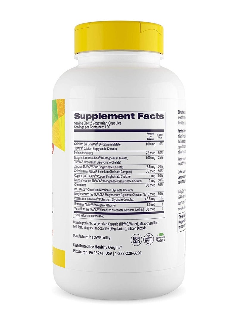 Healthy Origins Chelated Multi Mineral - iron free, High absorption Dietary Supplement (Traacs) - 240 Veggie Capsules - Image 2