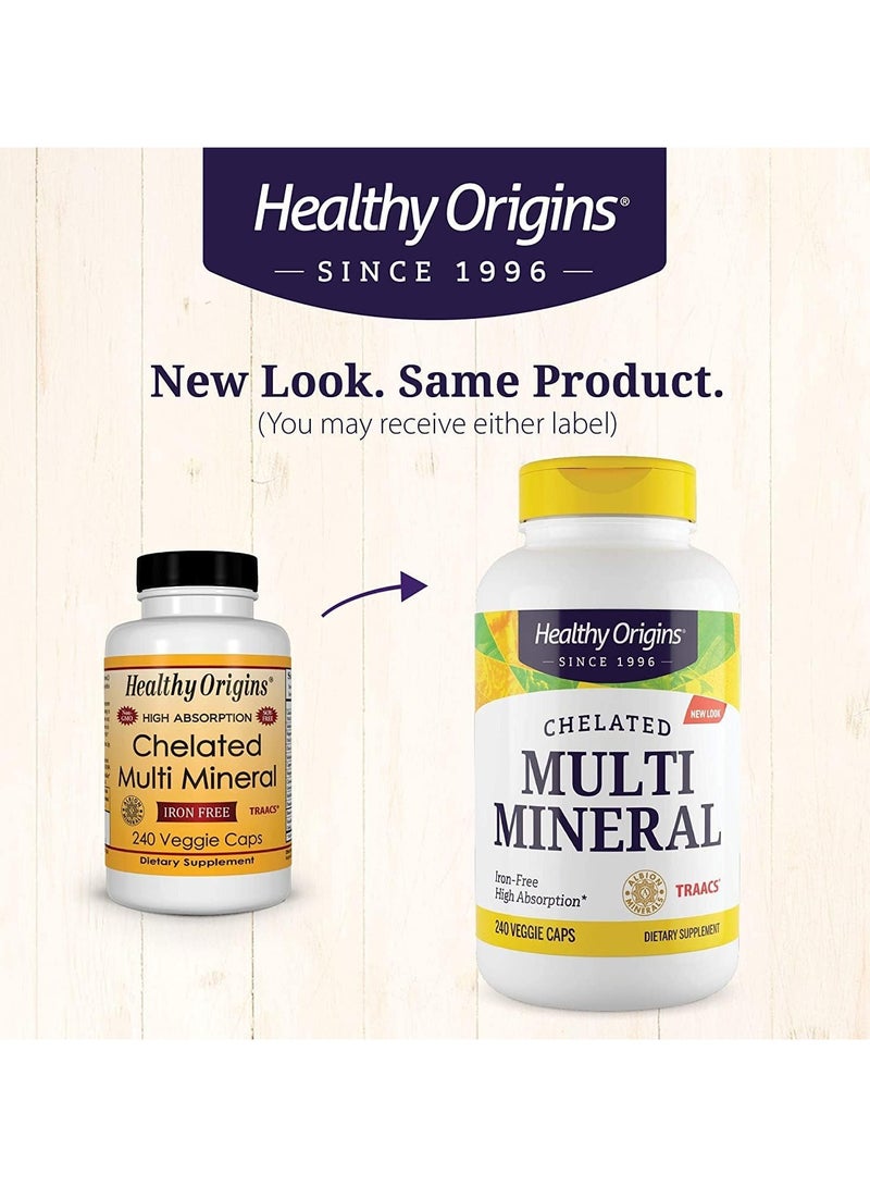 Healthy Origins Chelated Multi Mineral - iron free, High absorption Dietary Supplement (Traacs) - 240 Veggie Capsules - Image 4