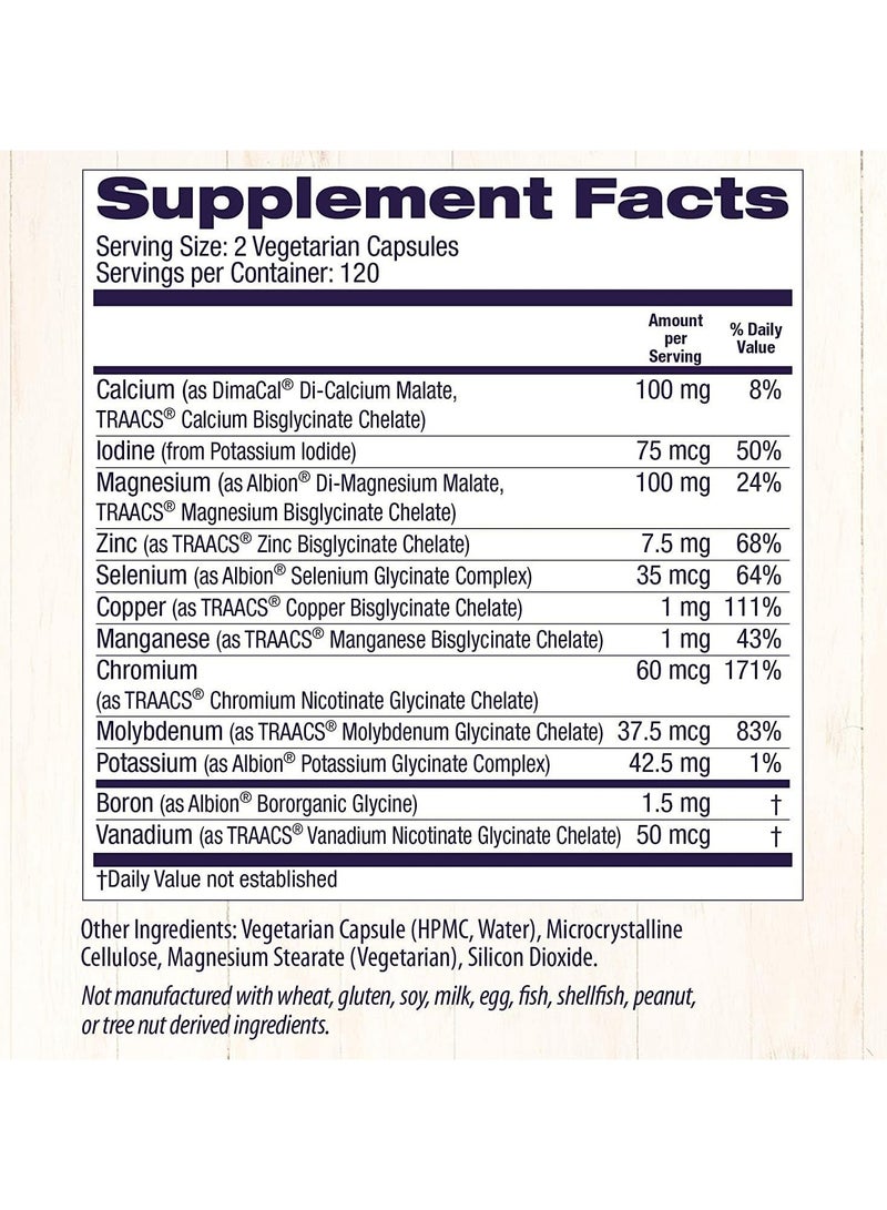 Healthy Origins Chelated Multi Mineral - iron free, High absorption Dietary Supplement (Traacs) - 240 Veggie Capsules - Image 5