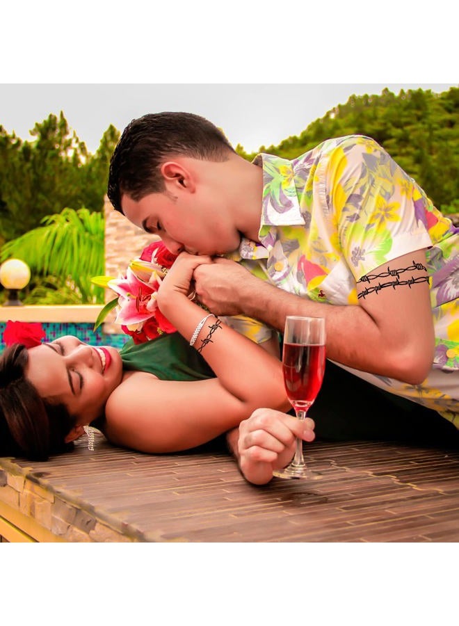 PADOUN Barbed Wire Tattoos, 6-Sheet Large Barbed Wire Totem Temporary Tattoos, Armbands Fake Tattoos for Men Women Realistic Waterproof - Image 2