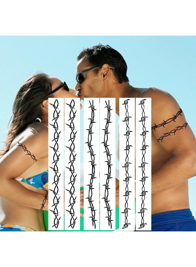 PADOUN Barbed Wire Tattoos, 6-Sheet Large Barbed Wire Totem Temporary Tattoos, Armbands Fake Tattoos for Men Women Realistic Waterproof - Image 4