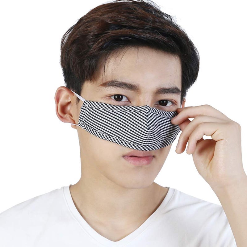 WEONEDREAM Nose Warmer Cotton Plaid Nose Cover Winter Nose Warmers for Men Women Dust Mask Anti Pollen Air Conditioning Cold Nose Dry Sleep Wool Nose Mask (Black) - Image 1