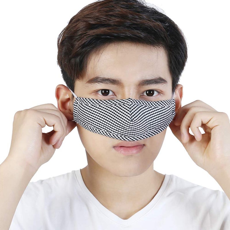 WEONEDREAM Nose Warmer Cotton Plaid Nose Cover Winter Nose Warmers for Men Women Dust Mask Anti Pollen Air Conditioning Cold Nose Dry Sleep Wool Nose Mask (Black) - Image 2