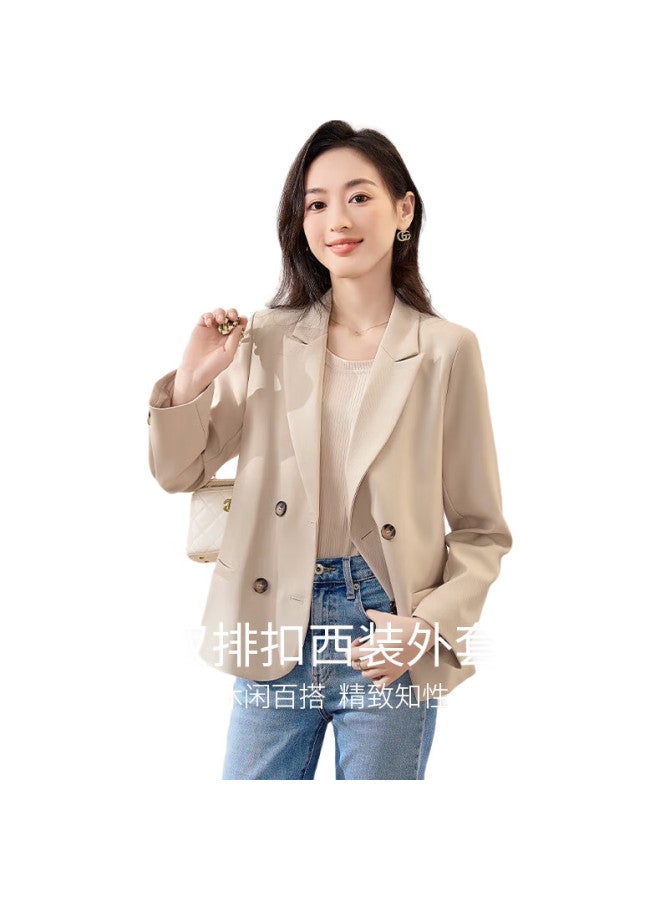 First Application Chushen Spring And Autumn Short Blazer For Women, Versatile Double-Breasted Suit Jacket, Petite Short Coat Top S13Jf4532 - Image 1