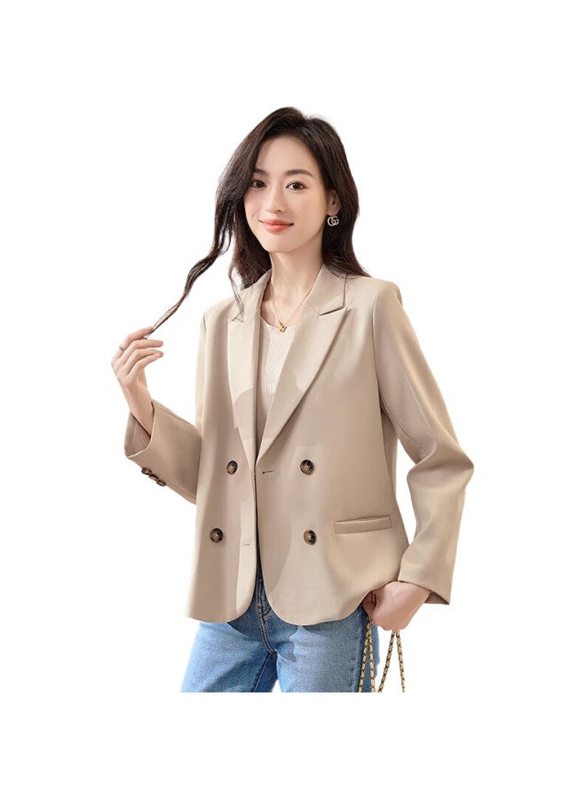 First Application Chushen Spring And Autumn Short Blazer For Women, Versatile Double-Breasted Suit Jacket, Petite Short Coat Top S13Jf4532 - Image 2