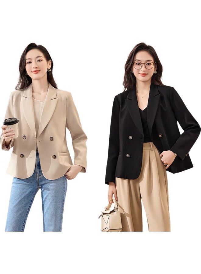 First Application Chushen Spring And Autumn Short Blazer For Women, Versatile Double-Breasted Suit Jacket, Petite Short Coat Top S13Jf4532 - Image 3