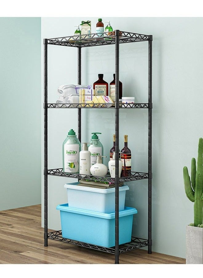رولستيمي 4 الطبقة سلك رفوف وحدة ، رفوف التخزين قابل للتعديل ورفوف ، الثقيلة المتداول رفوف معدنية مع السنانير الجانبية للمطبخ الحمام الغسيل ، أسود - Image 3