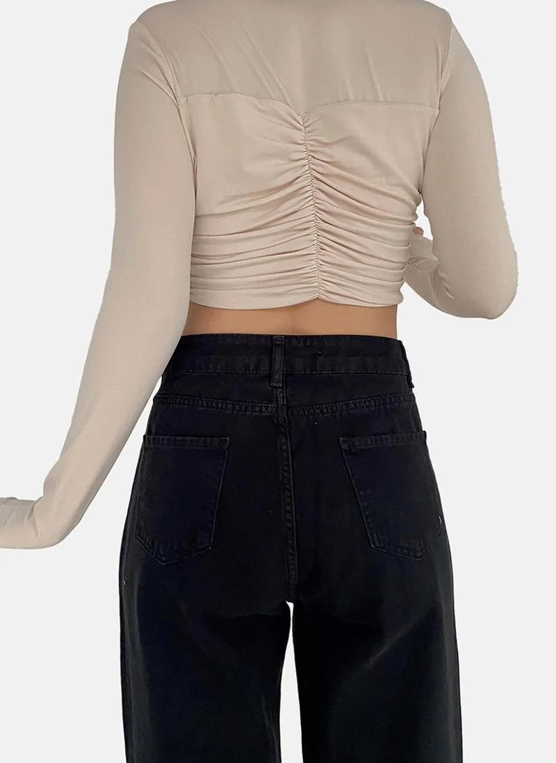 YUNIQEE Black Wide Leg Clean Look High-Rise Jeans