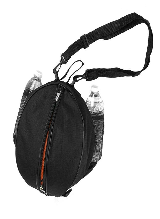 FoRapid Size 7 (29.5") Basketball Bag Soccer Ball Football Volleyball Softball Sports Ball Bag Holder Carrier+Adjustable Shoulder Strap 2 Side Mesh Pockets f/Water Bottle Towel Sports Shoes (Black) - Image 1