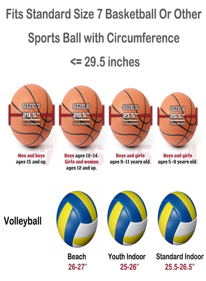 FoRapid Size 7 (29.5") Basketball Bag Soccer Ball Football Volleyball Softball Sports Ball Bag Holder Carrier+Adjustable Shoulder Strap 2 Side Mesh Pockets f/Water Bottle Towel Sports Shoes (Black) - Image 2