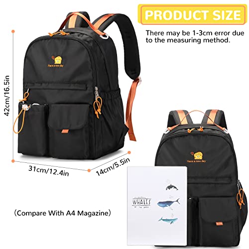 Lanola Cute Casual Hiking Daypack Travel Bookbag School Bag Backpack For Girls Boys Black - Image 3