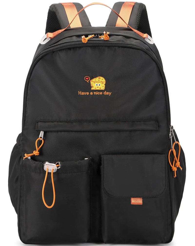 Lanola Cute Casual Hiking Daypack Travel Bookbag School Bag Backpack For Girls Boys Black - Image 2