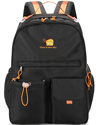 Lanola Cute Casual Hiking Daypack Travel Bookbag School Bag Backpack For Girls Boys Black - Image 1