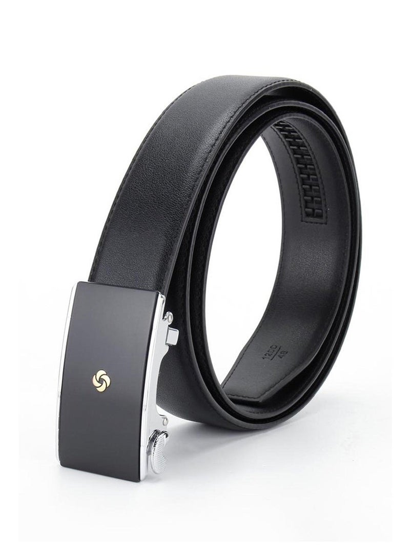 Samsonite Aamir Basic Auto R Buckle Belt Golden Logo, Leather, Black|100% Leather|Sleek Golden Logo|Automatic Buckle|Hole Free Belt - Image 2