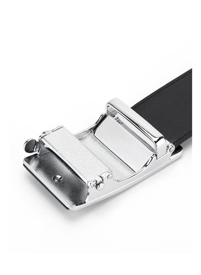 Samsonite Aamir Basic Auto R Buckle Belt Golden Logo, Leather, Black|100% Leather|Sleek Golden Logo|Automatic Buckle|Hole Free Belt - Image 3