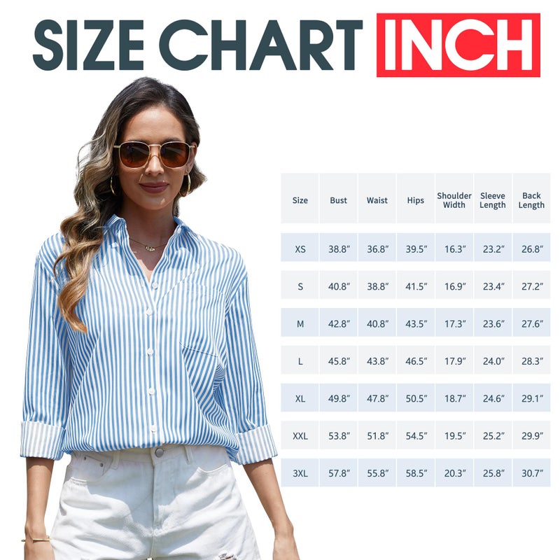 CUNLIN Khaki Striped Button Down Shirt Women Blouse Blouses & Button-Down Shirts Womens Tops for Fashion and Long Sleeve Khaki Size M - Image 5