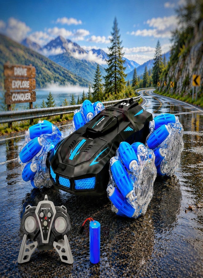VikriDA 2.4GHz Remote Control Extreme Drift Stunt Car for Kids | 360 Degree Limit Drift Car, Left & Right Rotation - Blue - Image 1