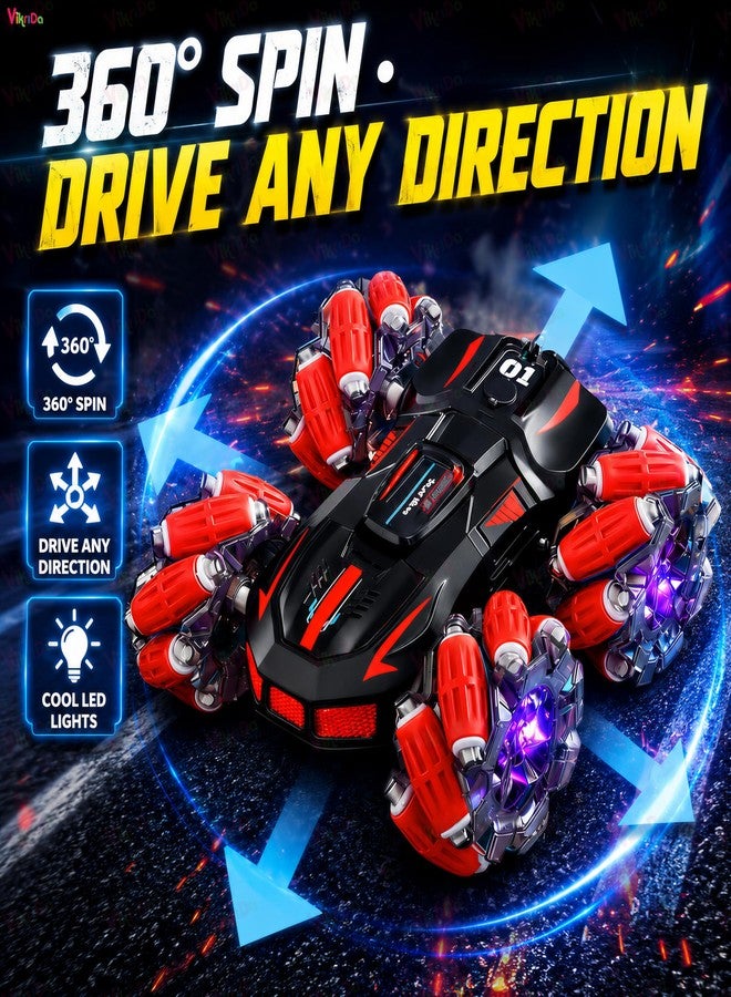 VikriDA 2.4GHz Remote Control Extreme Drift Stunt Car for Kids | 360 Degree Limit Drift Car, Left & Right Rotation - Blue - Image 2