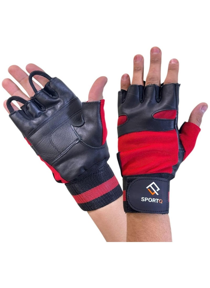 SportQ SPORTQ®️ Gym Gloves with Wrist Wrap Support for Men and Women, Weightlifting Gloves with Excellent Grip, Full Palm Protection for Powerlifting, Training, Fitness, Suspension, Pull-Ups  - Image 1