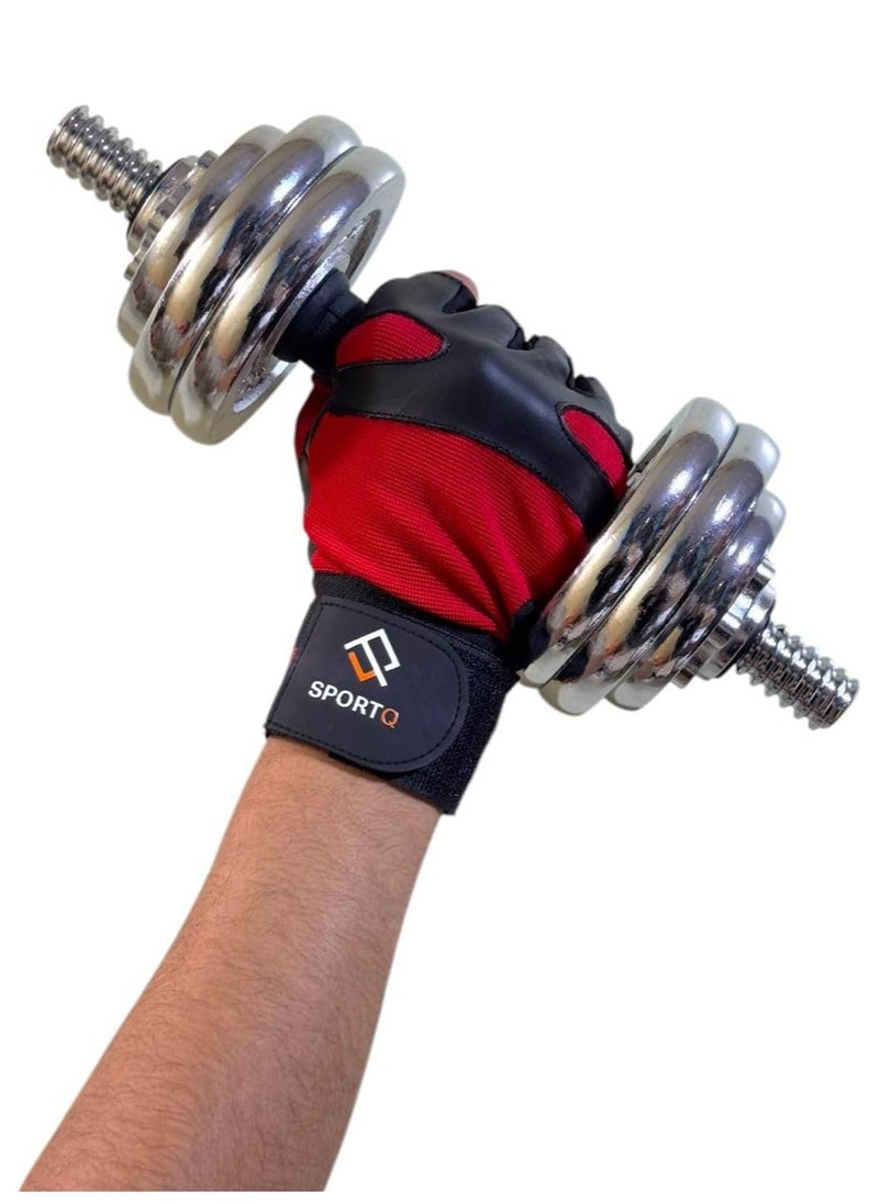 SportQ SPORTQ®️ Gym Gloves with Wrist Wrap Support for Men and Women, Weightlifting Gloves with Excellent Grip, Full Palm Protection for Powerlifting, Training, Fitness, Suspension, Pull-Ups  - Image 2
