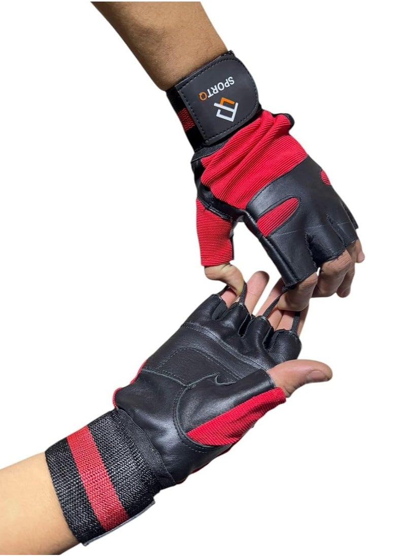 SportQ SPORTQ®️ Gym Gloves with Wrist Wrap Support for Men and Women, Weightlifting Gloves with Excellent Grip, Full Palm Protection for Powerlifting, Training, Fitness, Suspension, Pull-Ups  - Image 3