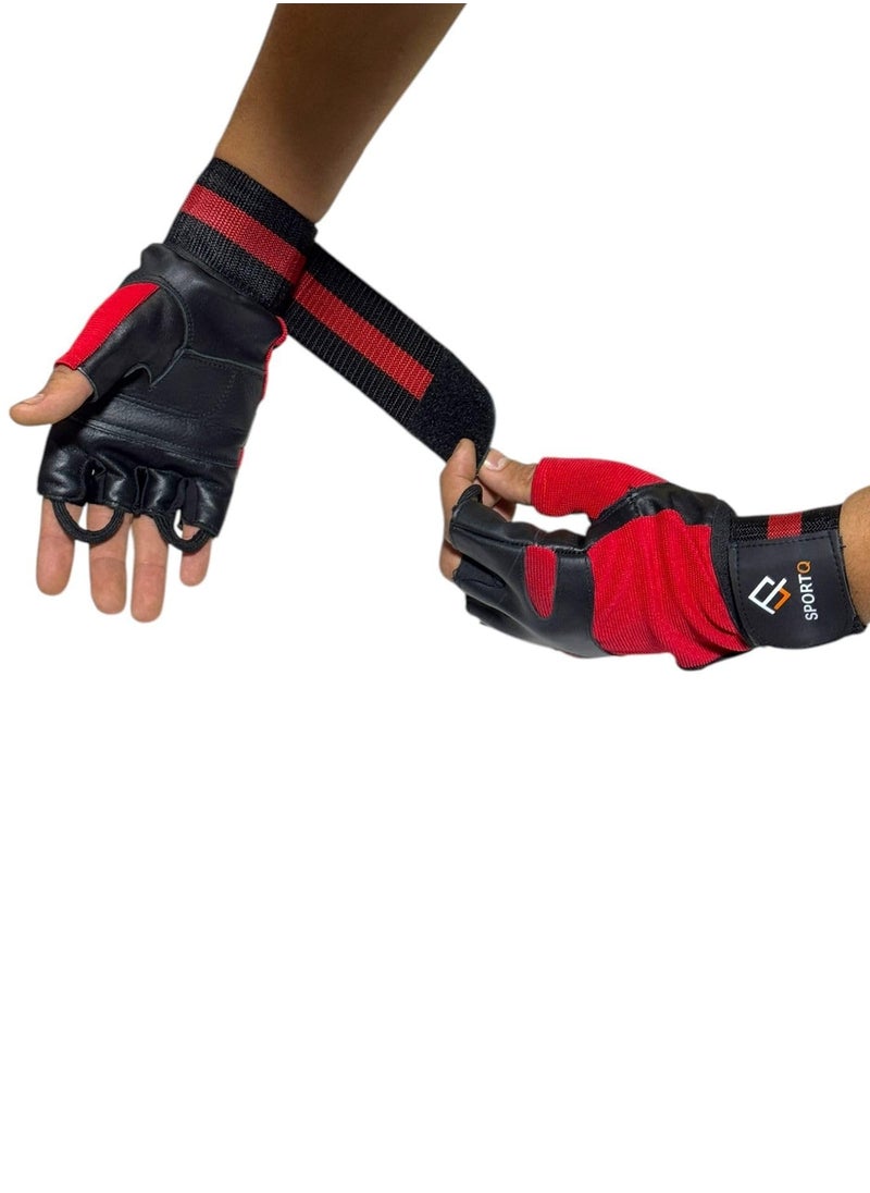 SportQ SPORTQ®️ Gym Gloves with Wrist Wrap Support for Men and Women, Weightlifting Gloves with Excellent Grip, Full Palm Protection for Powerlifting, Training, Fitness, Suspension, Pull-Ups  - Image 4