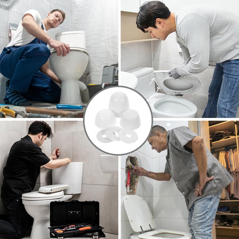 Universal Toilet Bolt Caps Push On Round Plastic Floor Bolt Covers Replacement Parts 2 Sets White - Image 5