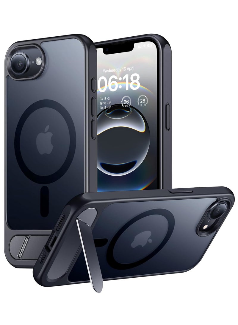 iPhone 16e MagSafe Case, Magnetic Cover with Invisible Stand, Shockproof Protection Phone Shell, Matte Kickstand Back Cases for Apple 16e 6.1 (2025) (Black) - Image 1