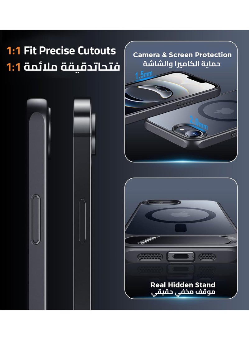 iPhone 16e MagSafe Case, Magnetic Cover with Invisible Stand, Shockproof Protection Phone Shell, Matte Kickstand Back Cases for Apple 16e 6.1 (2025) (Black) - Image 5