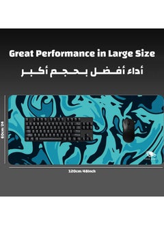 Yasa Extended Large Gaming Mouse Pad 120 X 60 cm XXL Full Desk Art style & Mousepad Non-Slip Rubber Base Big Keyboard Mat with Stitched Edges water resist for Gaming from Yasa ( Swiril Blue )  - Image 4