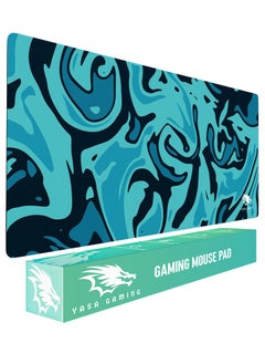 Yasa Extended Large Gaming Mouse Pad 120 X 60 cm XXL Full Desk Art style & Mousepad Non-Slip Rubber Base Big Keyboard Mat with Stitched Edges water resist for Gaming from Yasa ( Swiril Blue )  - Image 5