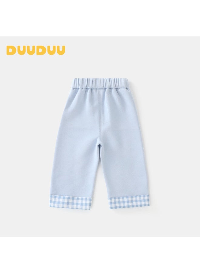Duuduu Children's Clothing Girls' Pants Baby Long Trousers Autumn Boys' Casual Wide-leg Pants Loose For Going Out Light Blue 120 - Image 2