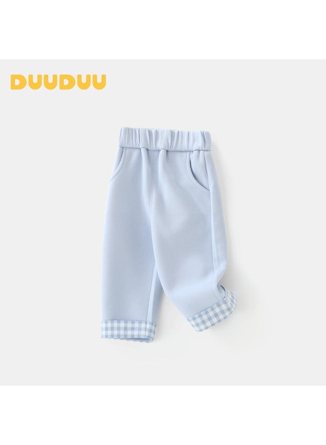 Duuduu Children's Clothing Girls' Pants Baby Long Trousers Autumn Boys' Casual Wide-leg Pants Loose For Going Out Light Blue 120 - Image 1