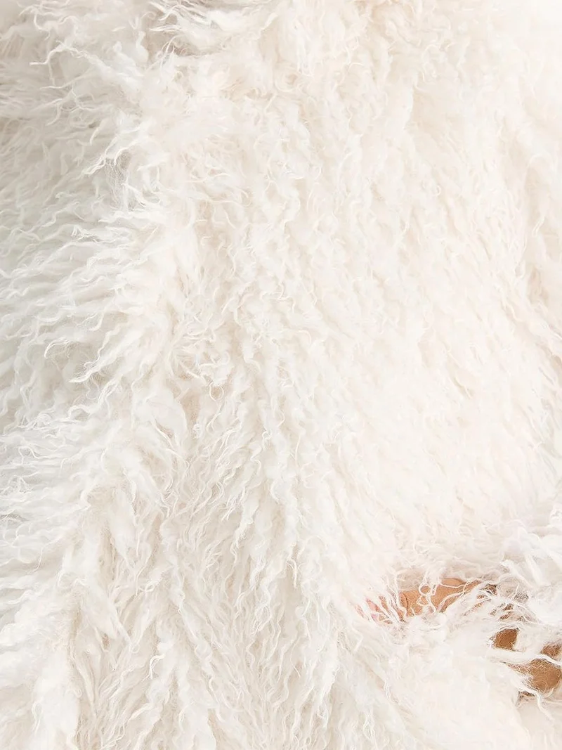 Bianco Lucci White LUCCI Oversize Hooded Faux Fur Jacket for Women | Best Price UAE